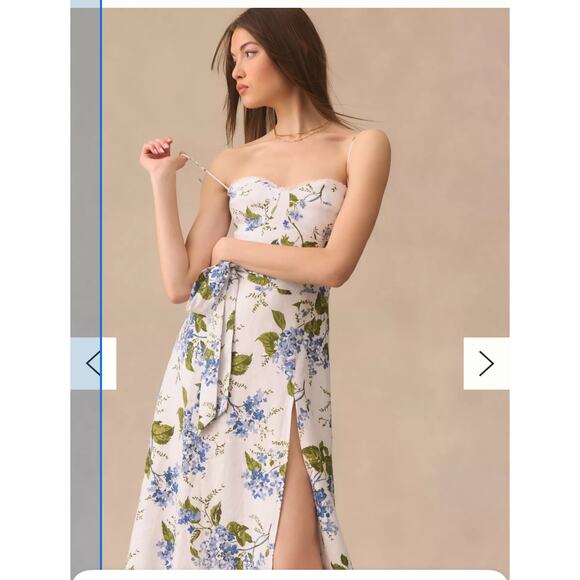 Reformation Kieryn Blue Floral Linen Dress - Picture 2 of 8